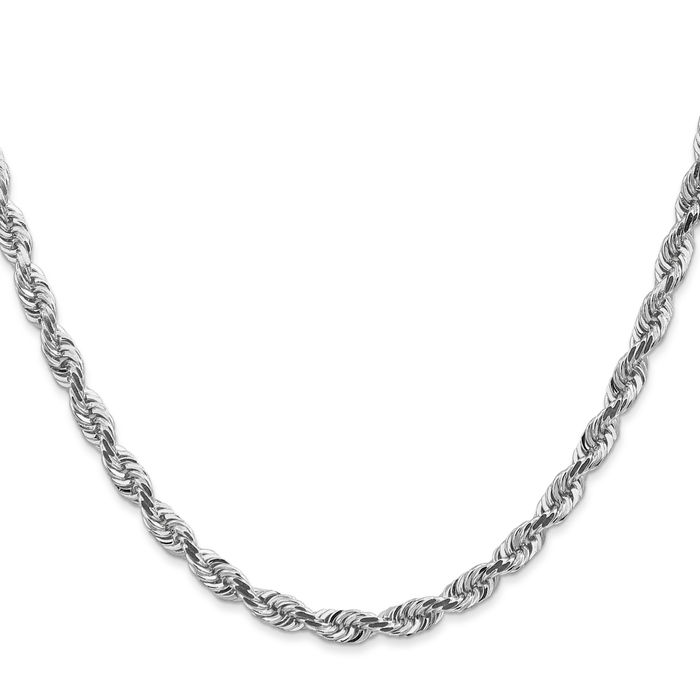 14K Solid White Gold 4.5mm Quadruple Rope Chain Twisted Link Necklace