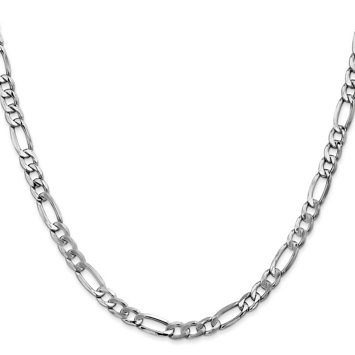 14K Solid White Gold 5.75mm Figaro Link Chain Necklace