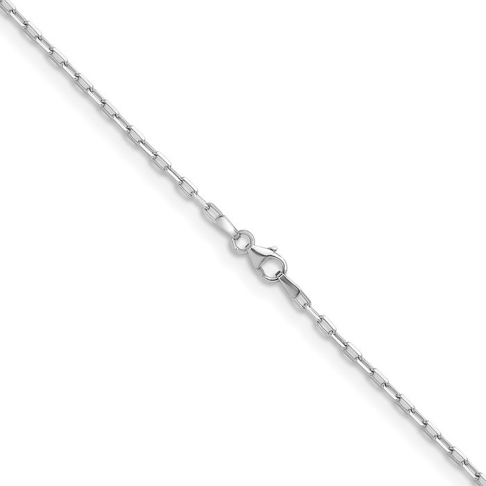 14K Solid White Gold 2.2mm Oval Cable Rolo Link Chain Belcher Necklace