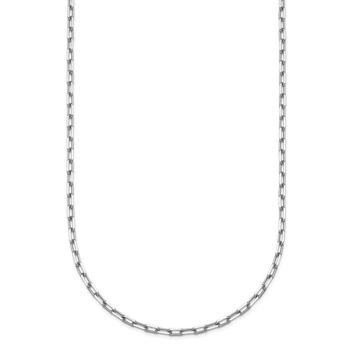 14K Solid White Gold 2.2mm Oval Cable Rolo Link Chain Belcher Necklace