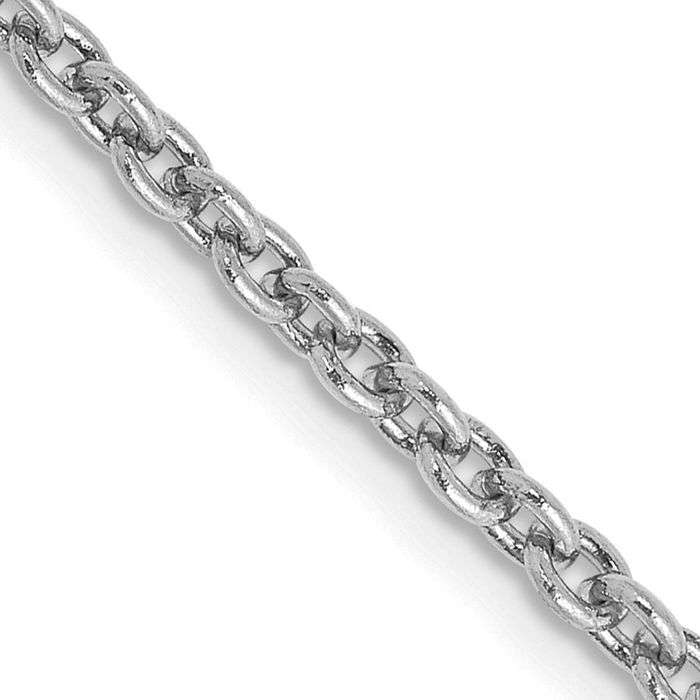 14K Solid White Gold 2.2mm Forzantine Cable Rolo Link Chain Belcher Necklace