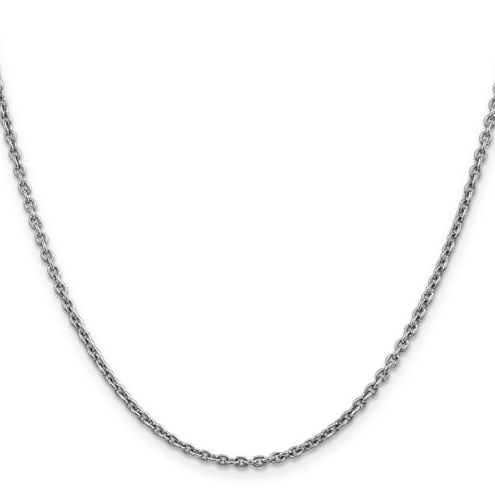 14K Solid White Gold 2.2mm Forzantine Cable Rolo Link Chain Belcher Necklace