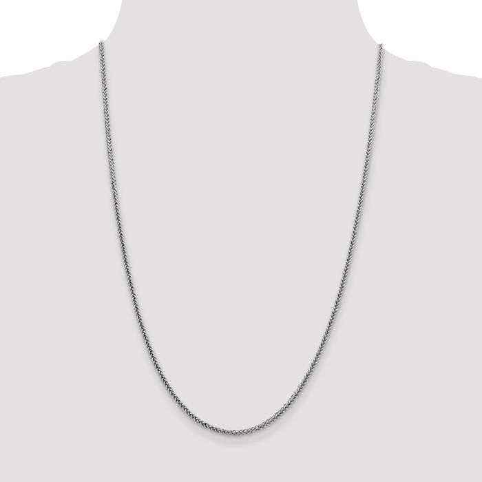 14K Solid White Gold 2.35mm 3 Wire Spiga Wheat Link Chain Necklace