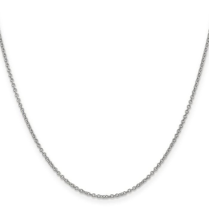 14K Solid White Gold 1.4mm Round Wide Cable Rolo Link Chain Belcher Necklace