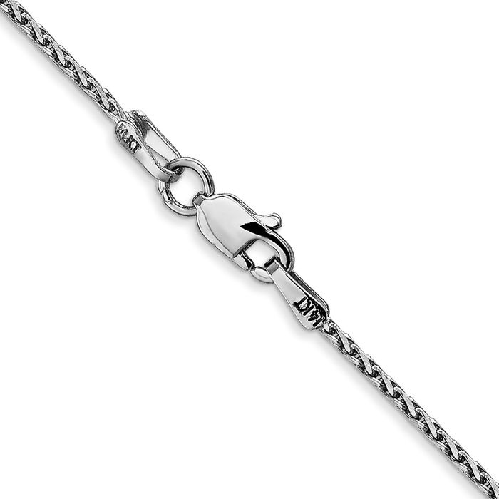 14K Solid White Gold 1.5mm Parisian Spiga Wheat Link Chain Necklace