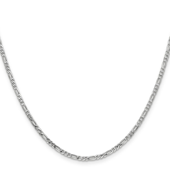 14K Solid White Gold 2.25mm Figaro Link Chain Necklace