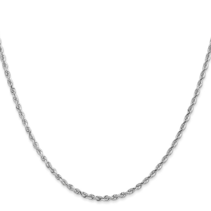 14K Solid White Gold 2.25mm Quadruple Rope Chain Twisted Link Necklace