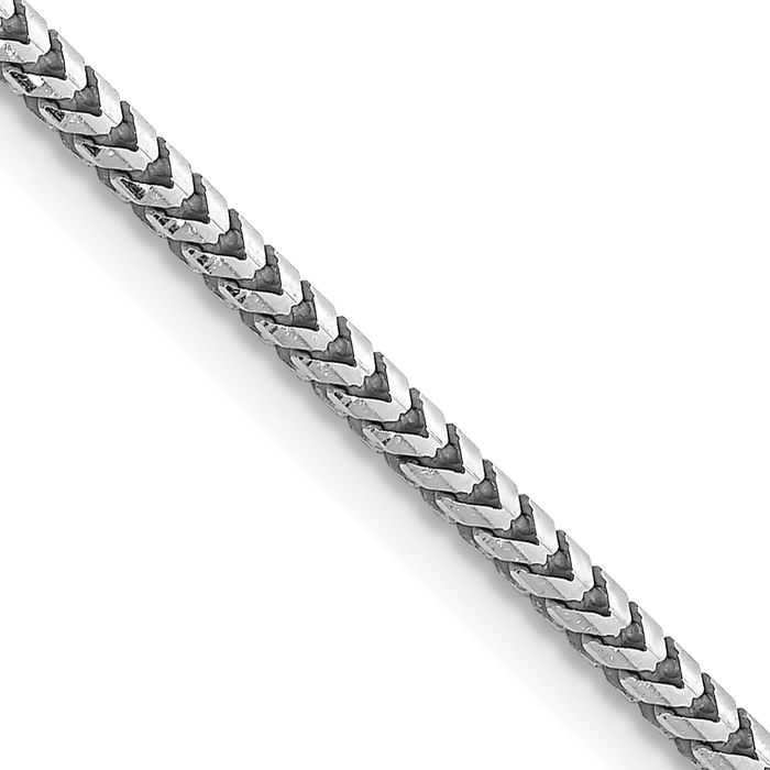 14K Solid White Gold 2.5mm Franco Link Chain Necklace