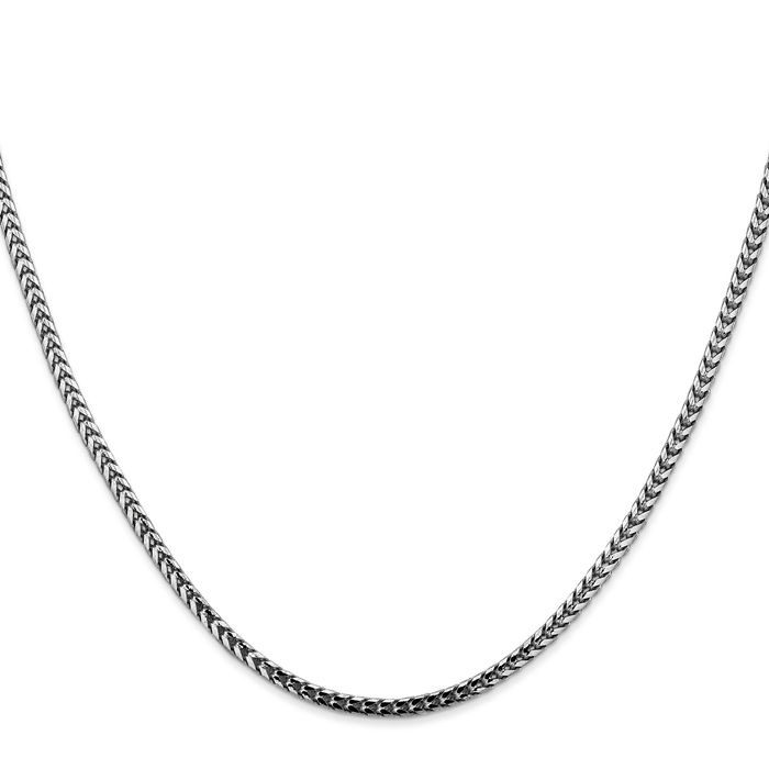 14K Solid White Gold 2.5mm Franco Link Chain Necklace