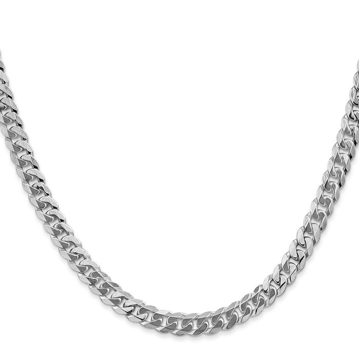 14K Solid White Gold 5.75mm Curb Link Chain Necklace