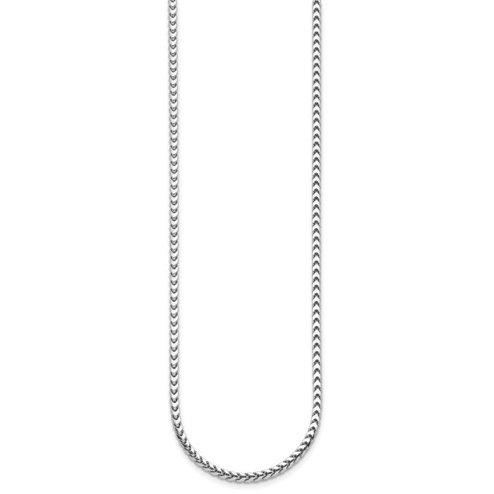 14K Solid White Gold 2.4mm Franco Link Chain Necklace