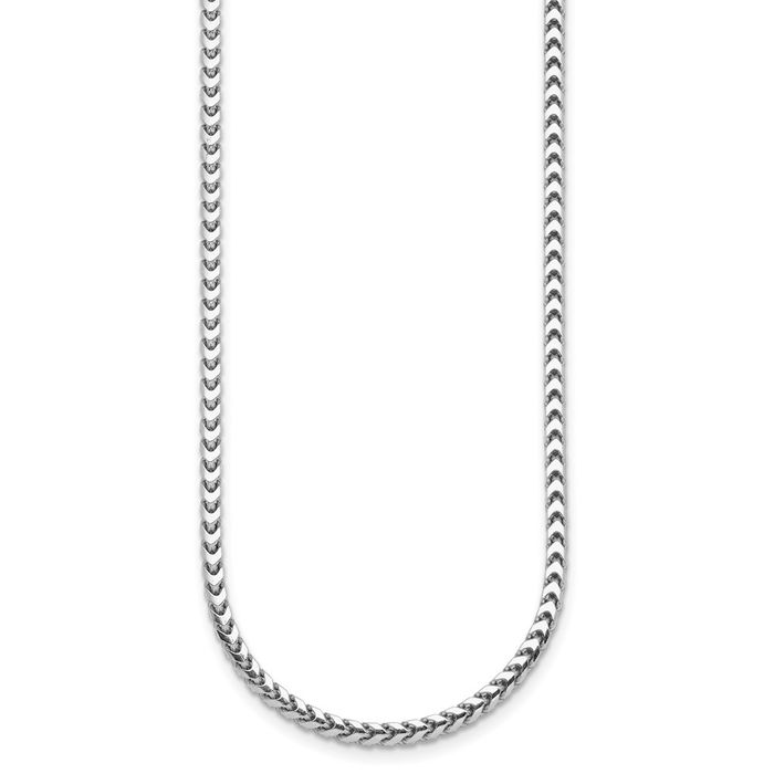 14K Solid White Gold 2.4mm Franco Link Chain Necklace