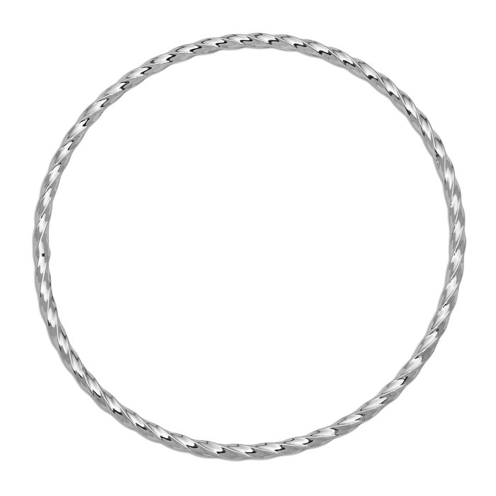 14K Solid White Gold 2.50mm Twisted Slip On Bangle Bracelet