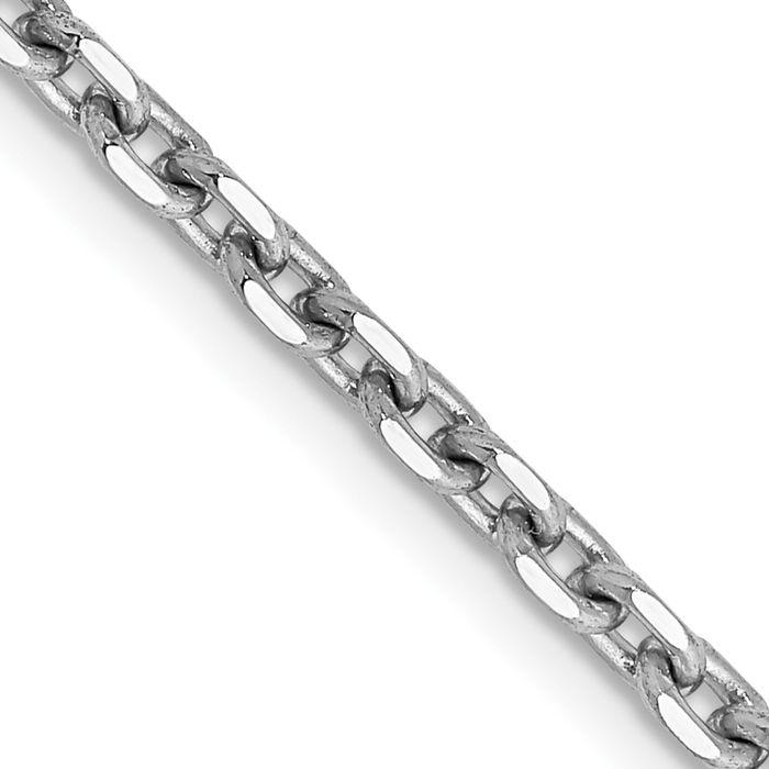 14K Solid White Gold 2.5mm Cable Rolo Link Chain Belcher Necklace