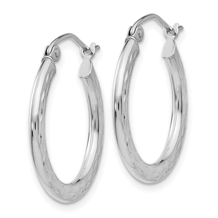 14K Solid White Gold 2.5x20mm Medium Hoop Earrings