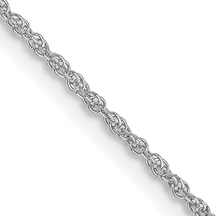 14K Solid White Gold 1.1mm Rope Chain Twisted Link Necklace