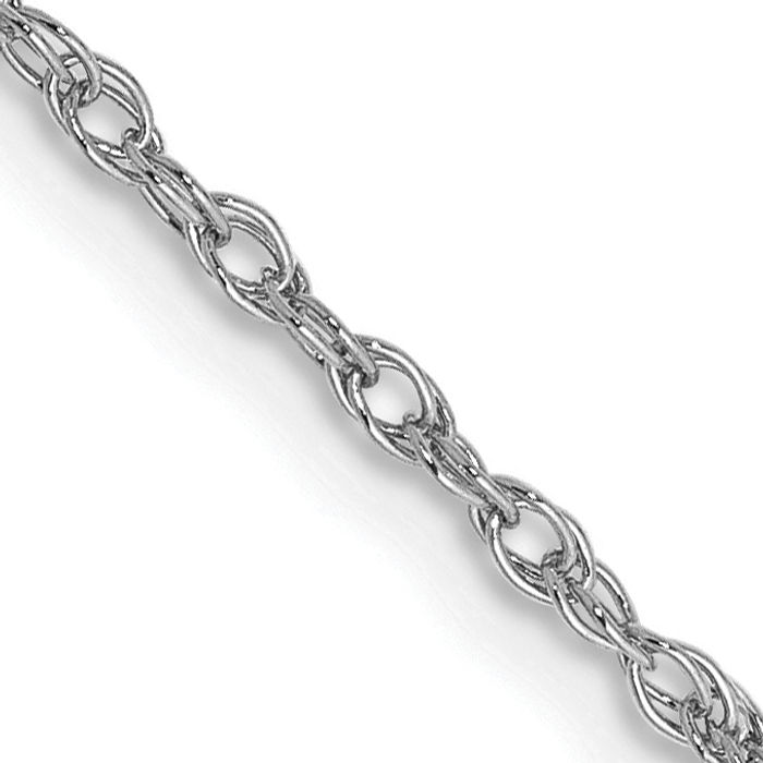 14K Solid White Gold 1.3mm Heavy Rope Chain Twisted Link Necklace