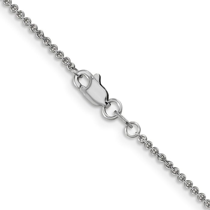 14K Solid White Gold 1.4mm Round Cable Rolo Link Chain Belcher Necklace