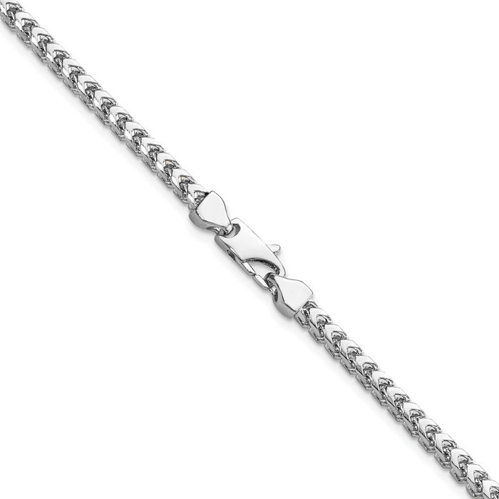 14K Solid White Gold 3mm Franco Link Chain Necklace