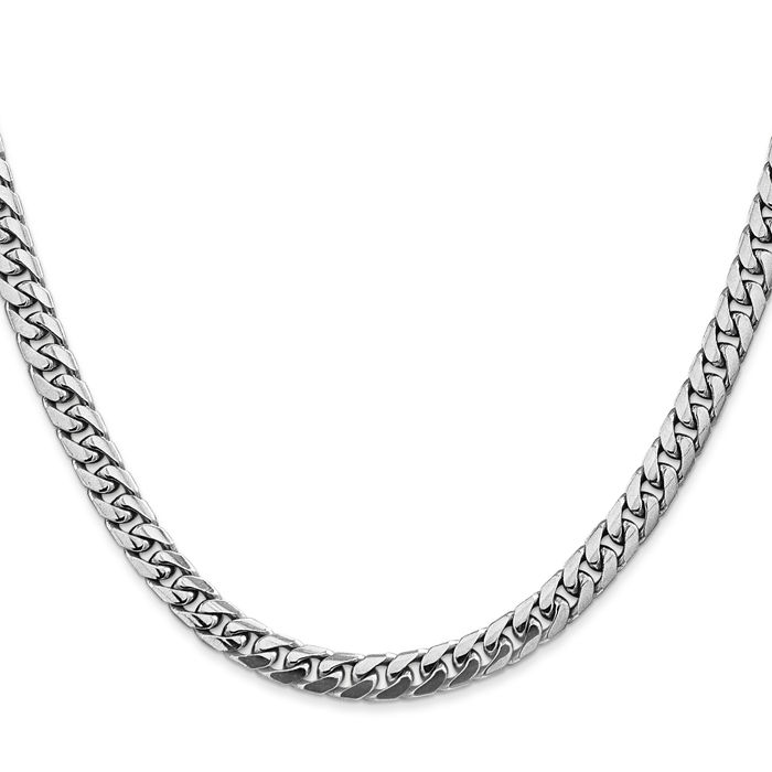 14K Solid White Gold 5mm Miami Cuban Curb Link Chain Necklace