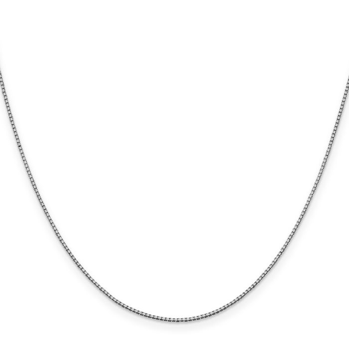 14K Solid White Gold 0.95mm Box Link Chain Necklace