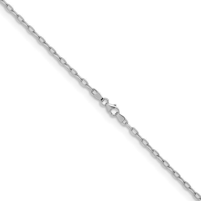 14K Solid White Gold 2.9mm Oval Cable Rolo Link Chain Belcher Necklace