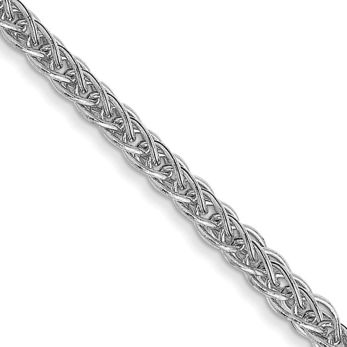 14K Solid White Gold 2mm 3 Wire Spiga Wheat Link Chain Necklace