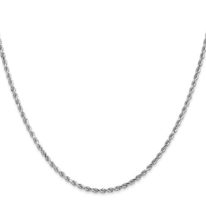 14K Solid White Gold 2mm Rope Chain Twisted Link Necklace