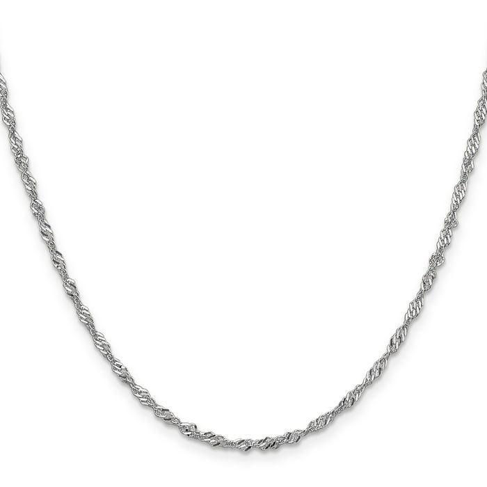 14K Solid White Gold 2mm Singapore Chain Necklace