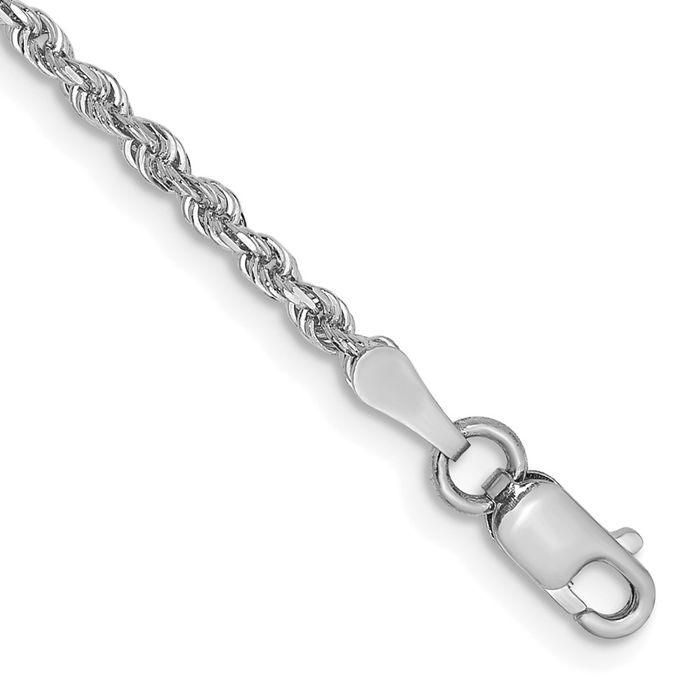 14K Solid White Gold 2mm Quadruple Rope Chain Bracelet