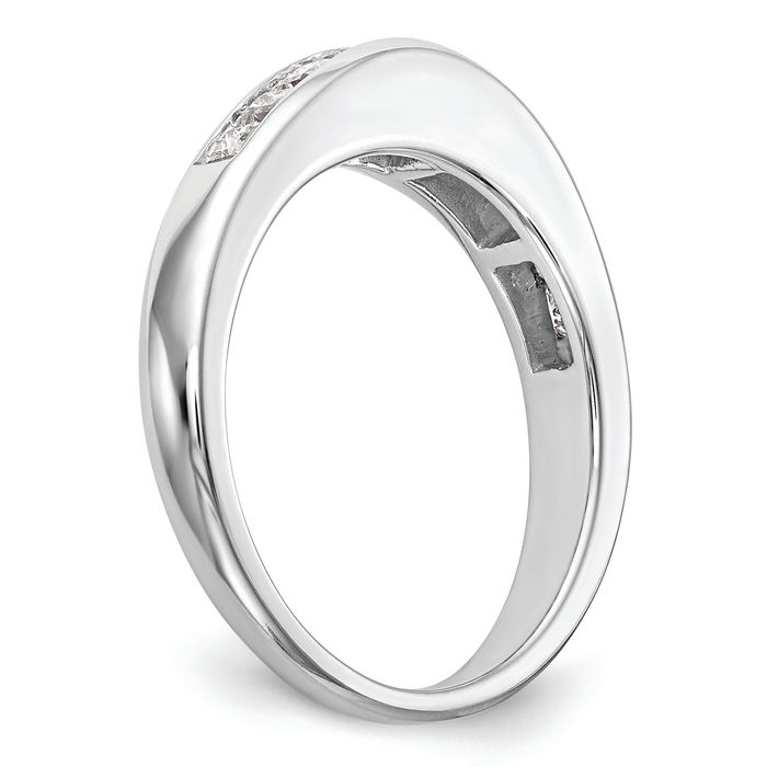 14K Solid White Gold Channel-set Princess-Cut Square Diamond Wedding Band Ring