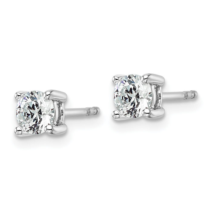 14K Solid White Gold Round Lab Diamond Stud Earrings