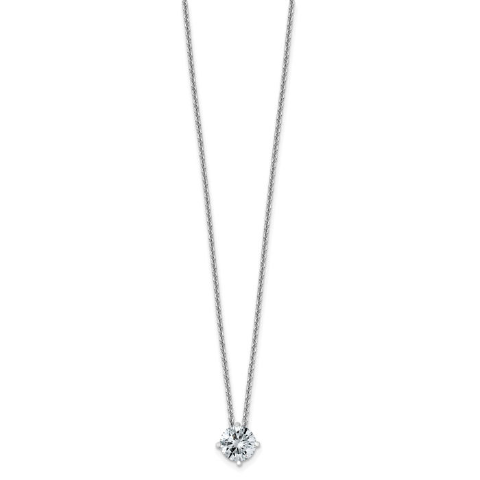 14K Solid White Gold 6mm Round Moissanite Solitaire Chain Necklace