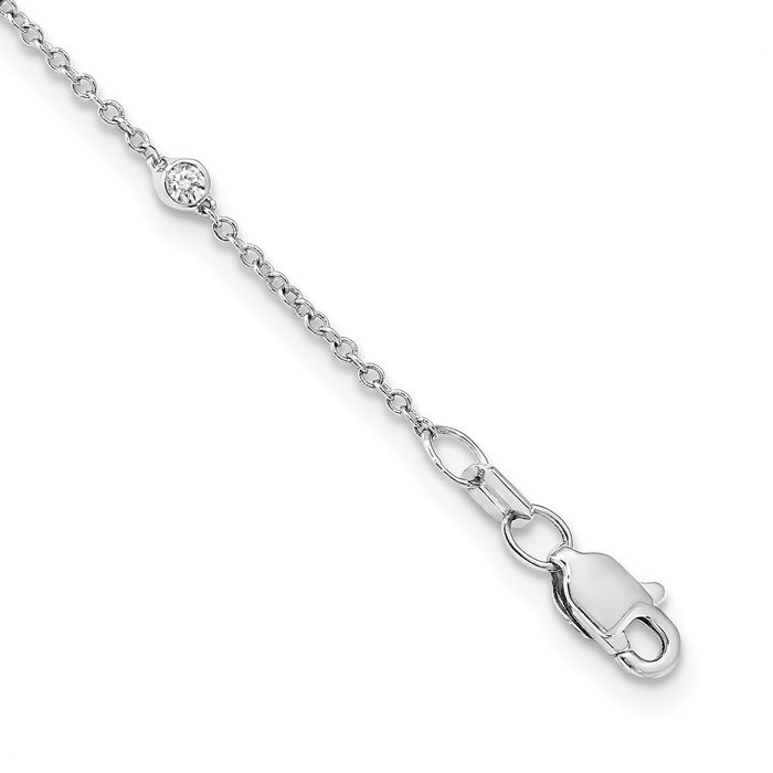 14K Solid White Gold Lab Diamond 16 Station Necklace Chain