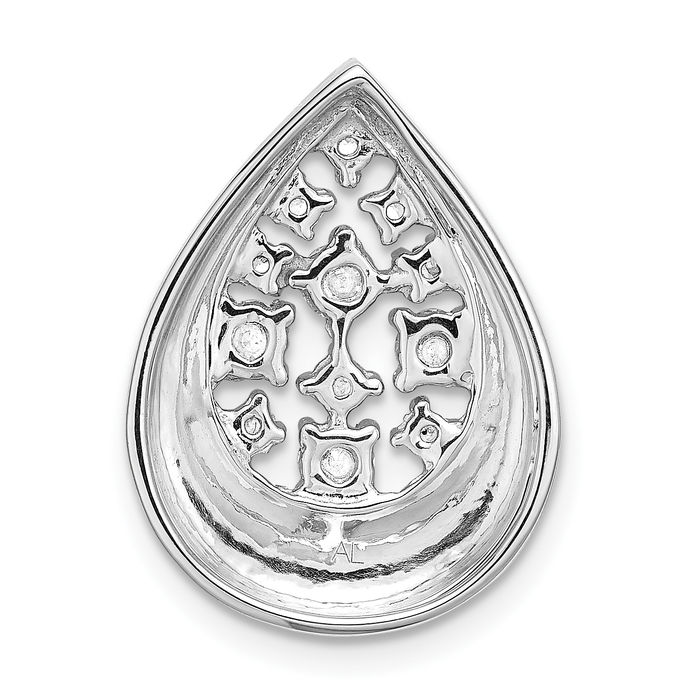 14K Solid White Gold Diamond Teardrop Necklace Pear Pendant Charm