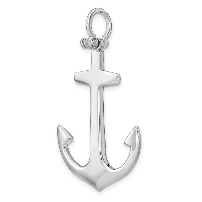 14K Solid White Gold Anchor Mariner Necklace Nautical Charm Pendant