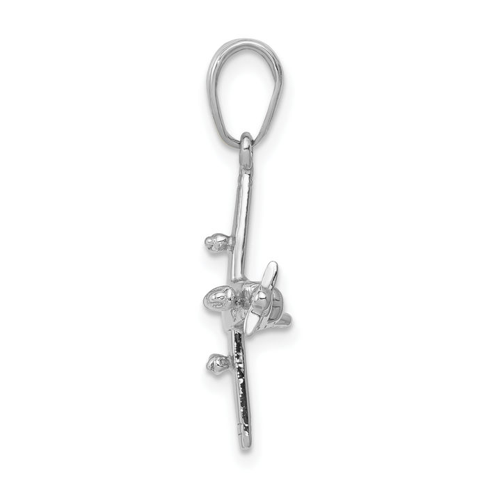 14K Solid White Gold Wing Airplane Necklace Chain Pendant Charm