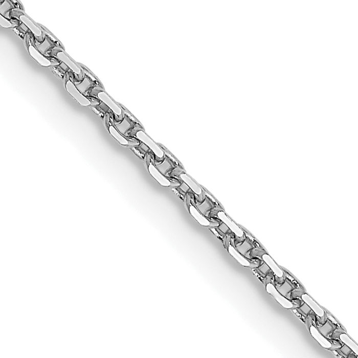 14K Solid White Gold 1.4mm Round Cable Rolo Link Chain Belcher Necklace