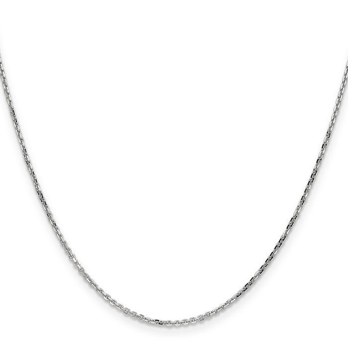 14K Solid White Gold 1.4mm Round Cable Rolo Link Chain Belcher Necklace