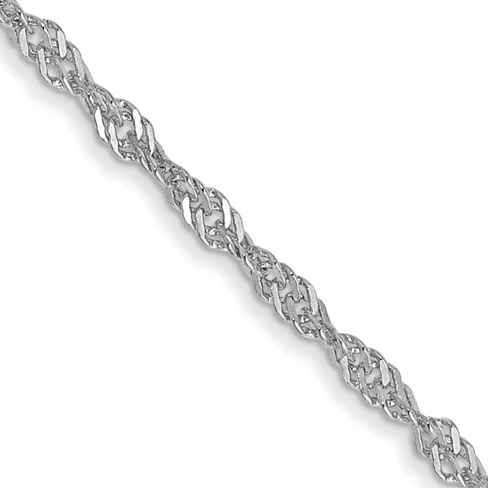 14K Solid White Gold 1.4mm Singapore Chain Necklace