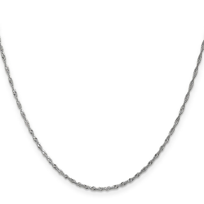 14K Solid White Gold 1.4mm Singapore Chain Necklace