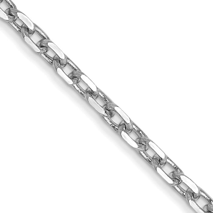 14K Solid White Gold 1.8mm Round Cable Rolo Link Chain Belcher Necklace