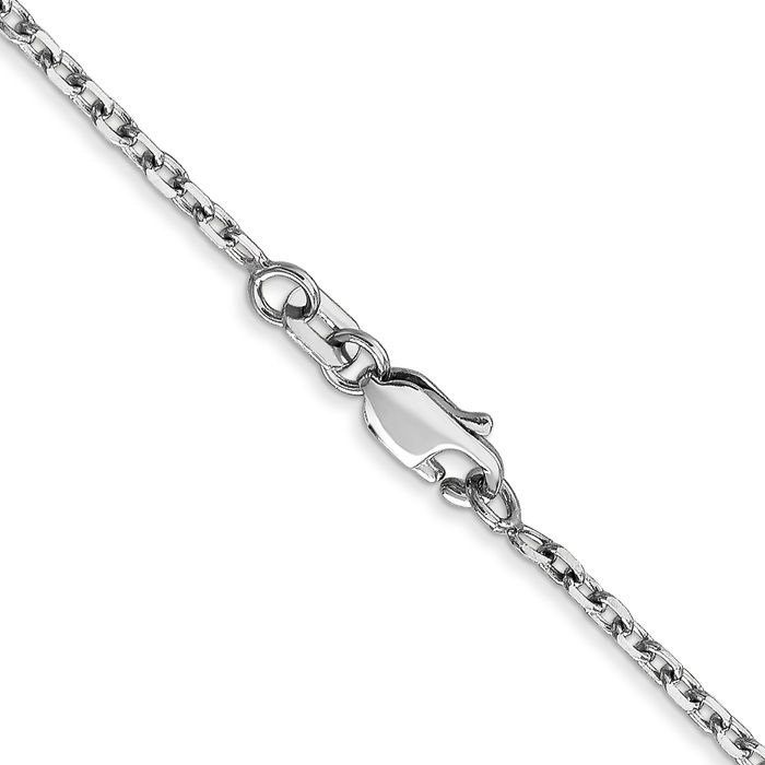 14K Solid White Gold 1.8mm Round Cable Rolo Link Chain Belcher Necklace