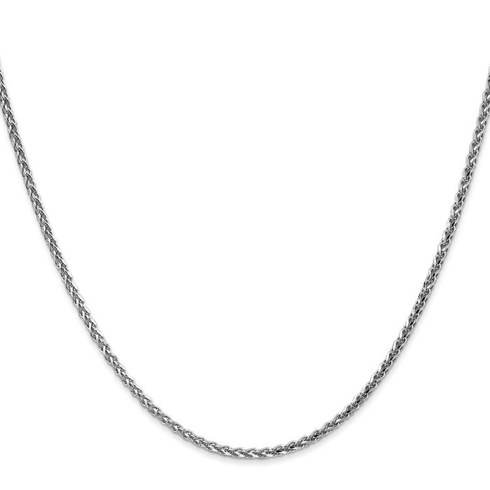 14K Solid White Gold 2.1mm Spiga Wheat Link Chain Necklace