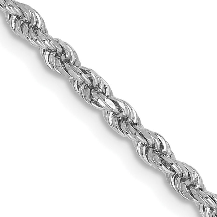 14K Solid White Gold 2.25mm Rope Chain Twisted Link Necklace