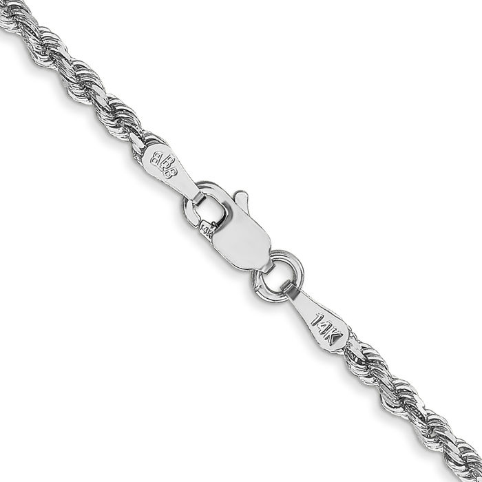 14K Solid White Gold 2.25mm Rope Chain Twisted Link Necklace