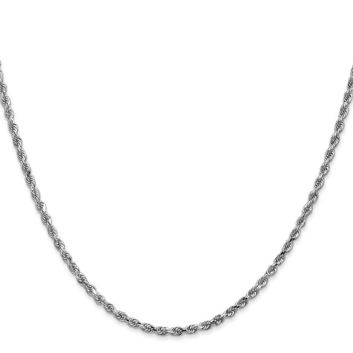 14K Solid White Gold 2.25mm Rope Chain Twisted Link Necklace