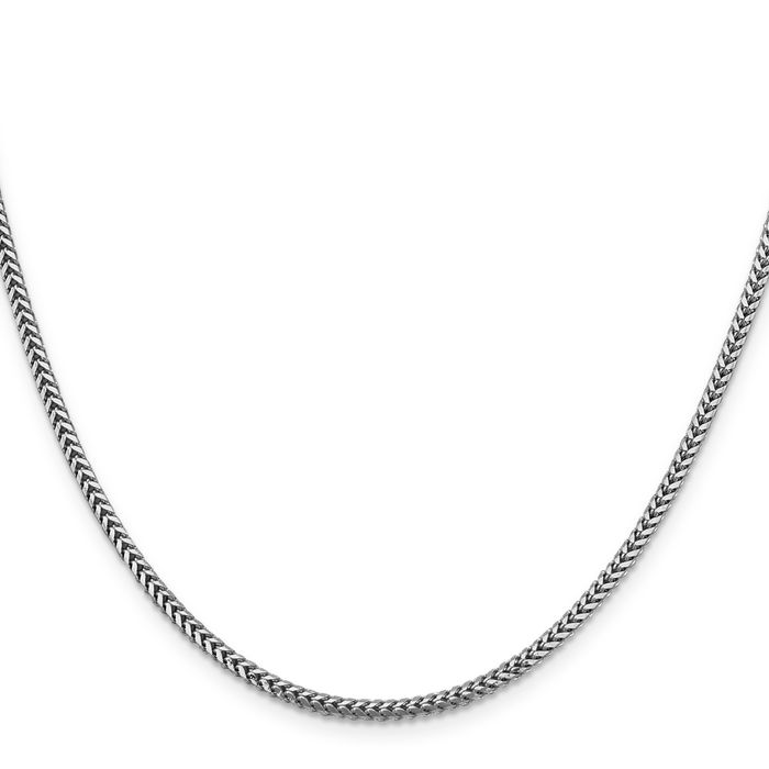 14K Solid White Gold 2.3mm Franco Link Chain Necklace