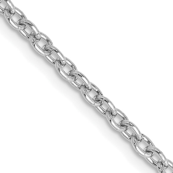 14K Solid White Gold 2.4mm Round Cable Rolo Link Chain Belcher Necklace