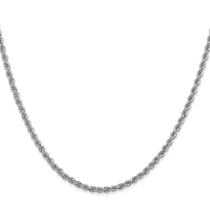 14K Solid White Gold 2.5mm Rope Chain Twisted Link Necklace